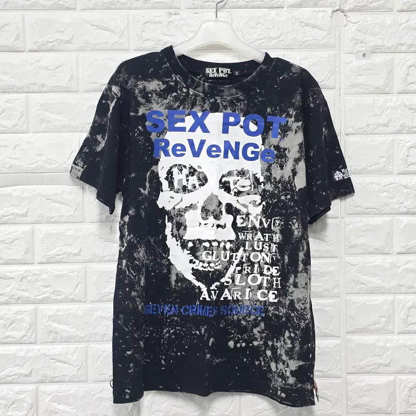 [BUNJANG] M Sex Pot Revenge Black Printing Short Sleeve T-shirt / M 섹스 팟 리벤지 블랙 프린팅 반팔 티 E493