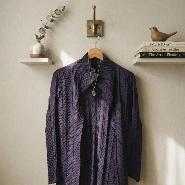 [BUNJANG] Issey Miyake Pleated Cardigan Jacket Purple Size 2 / 이세이미야케(ISSEY MIYAKE) 플리츠 카디건(재킷)