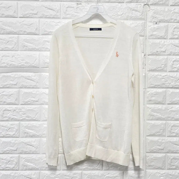 [BUNJANG] Hazzys White Thin Cardigan E496 / S-M 헤지스 화이트 얇은 가디건 E496