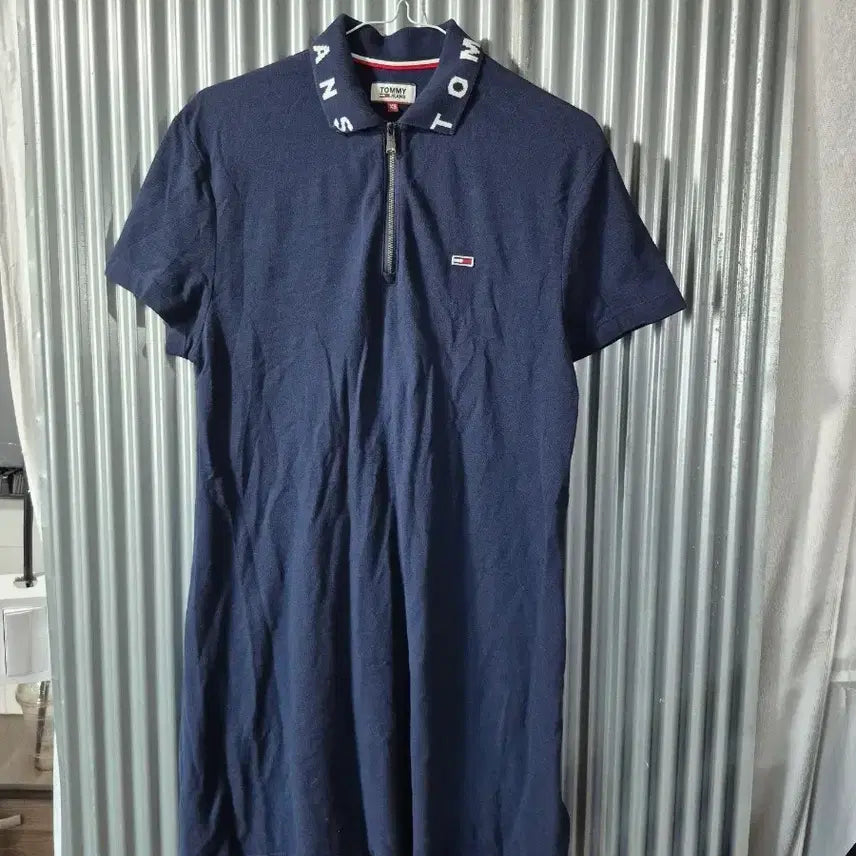 [BUNJANG] Tommy Jeans Women's Navy Logo Collar Short Sleeve Dress XS / XS 타미진스 여성 네이비 로고 카라 반팔 원피스