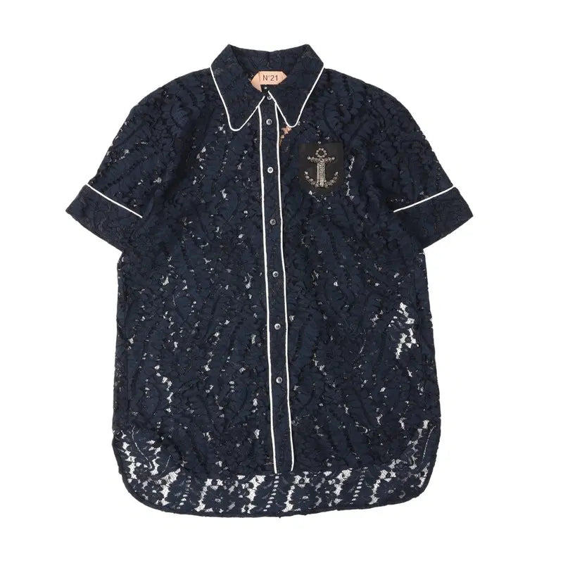 [BUNJANG] N21 Anchor Crochet Half Shirt Blouse / N21 앵커 크로셰 하프 셔츠 블라우스