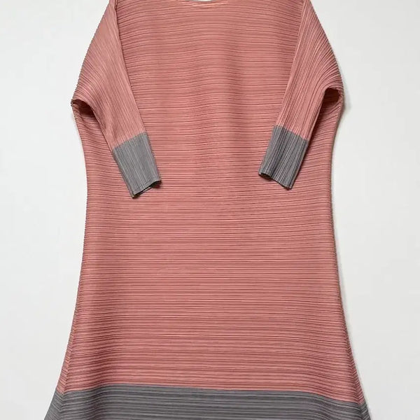 [BUNJANG] Pleated Color-Block Dress / 플리츠 배색 원피스