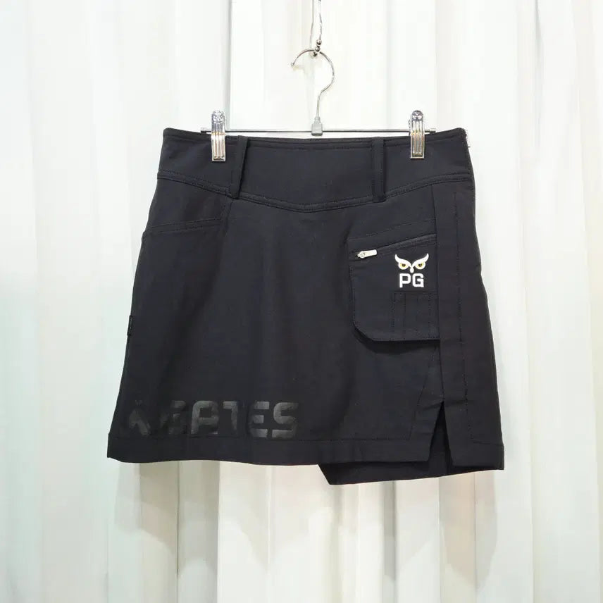 [BUNJANG] Paris Gates Asymmetrical Nylon Blend Black Culotte Skirt / 19s 25인치 파리게이츠 언발란스 나일론 혼방 블랙 큐롯 스커트 C677
