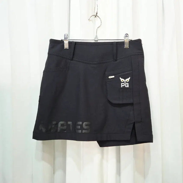 [BUNJANG] Paris Gates Asymmetrical Nylon Blend Black Culotte Skirt / 19s 25인치 파리게이츠 언발란스 나일론 혼방 블랙 큐롯 스커트 C677