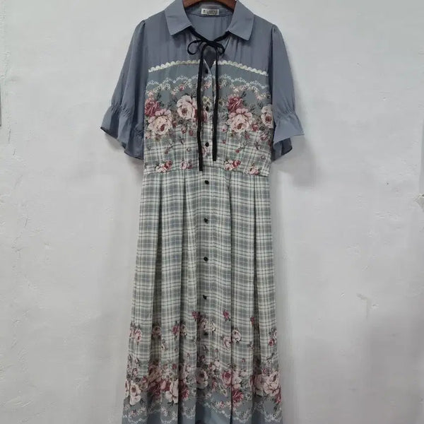 [BUNJANG] axes femme Check Floral Pattern Mini Dress / axes femme 원피스 체크 플라워 패턴