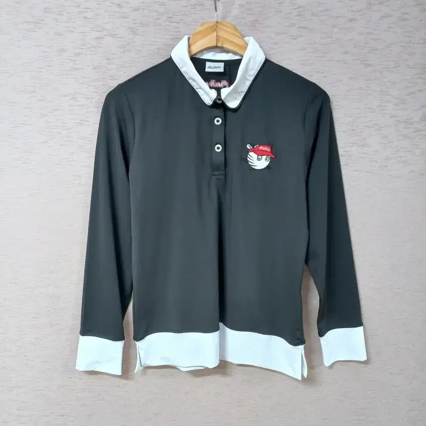 [BUNJANG] Malbon Black Collar T-Shirt Women's / B8-5/말본 블랙 카라티 여성