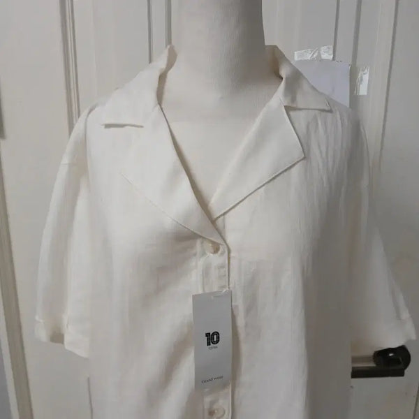 [BUNJANG] TOPTEN White Linen Blouse Size 105 / 탑텐 화이트 마.린넨 블라우스 105  새옷