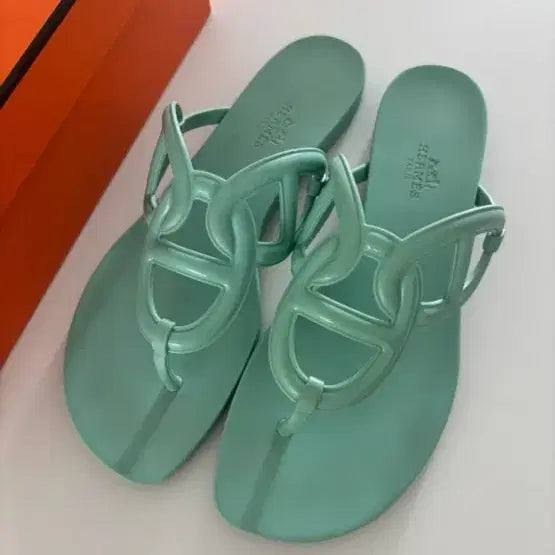 [BUNJANG] Hermes Ezeri Mint Sandals Slides (Size 38) / (정품) 에르메스 샌들 슬리퍼 (38)