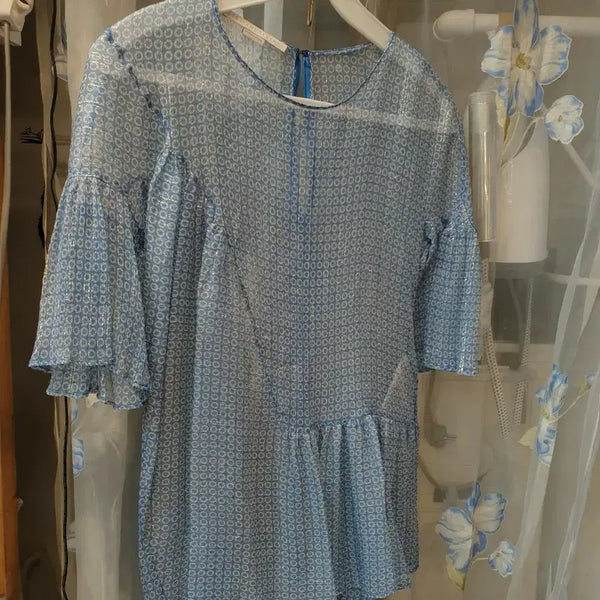 [BUNJANG] Stella McCartney Sky Blue Chiffon Blouse / 스텔라 매카트니 하늘색 쉬폰 블라우스