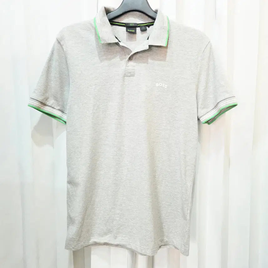 [BUNJANG] Hugo Boss Slim Fit Striped Short Sleeve Polo Shirt / 95 휴고보스 슬림핏 스트라이프 배색 디테일 반팔 폴로 셔츠 C685