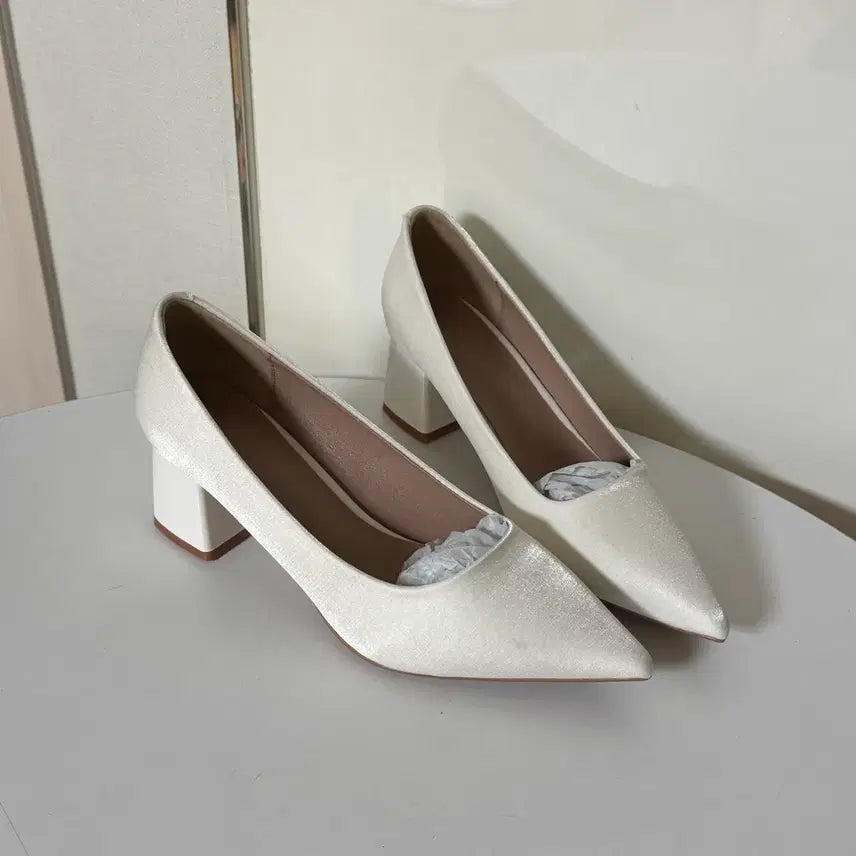 [BUNJANG] White Platform Wedding Shoes (250 Size, 6cm Heel) / #새상품 250사이즈 6cm 화이트 통굽 웨딩 구두