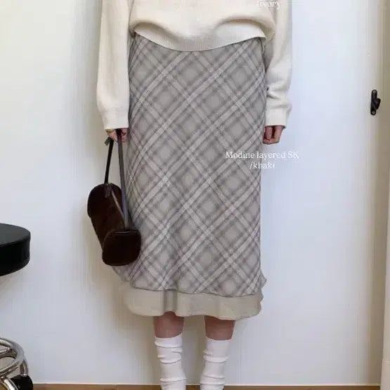 [BUNJANG] Berryu Check Layered Skirt / 베리유 스커트