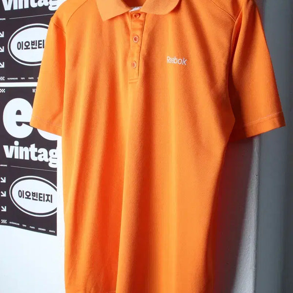 [BUNJANG] Reebok Short Sleeve Collar T-Shirt Orange Old Skool - H36025 / (M-L) 리복 반팔 카라 티셔츠 기능성 오렌지 올드스쿨-H36025
