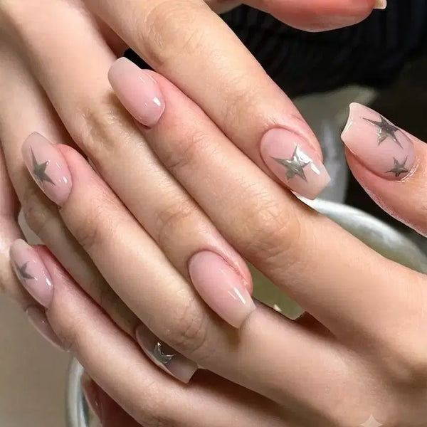 [BUNJANG] Handmade Nude Star Natural Nail Tips / 자연스러운 누드 스타 수제 네일팁