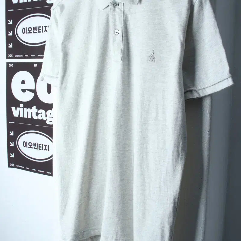 [BUNJANG] Beanpole Short-Sleeve Pique T-Shirt Melange White / (L) 빈폴 반팔 카라 티셔츠 멜란지 화이트 놈코어-H36026