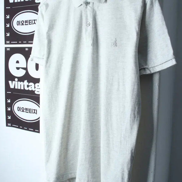 [BUNJANG] Beanpole Short-Sleeve Pique T-Shirt Melange White / (L) 빈폴 반팔 카라 티셔츠 멜란지 화이트 놈코어-H36026