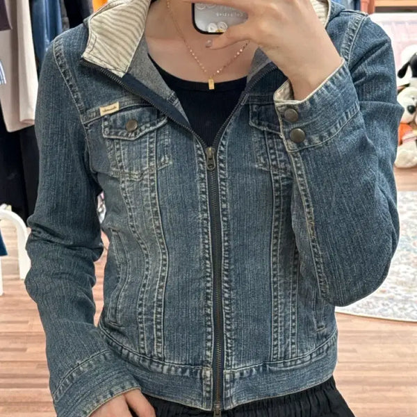 [BUNJANG] Abercrombie Two-Way Denim Hooded Jacket / 아베크롬비 투웨이 후드청자켓