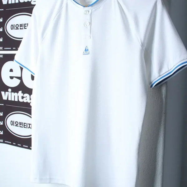 [BUNJANG] Le Coq Sportif Men's Short Sleeve Polo Shirt White / (M-L) 르꼬끄 반팔 카라 티셔츠 센터로고 기능성 화이트-H36032