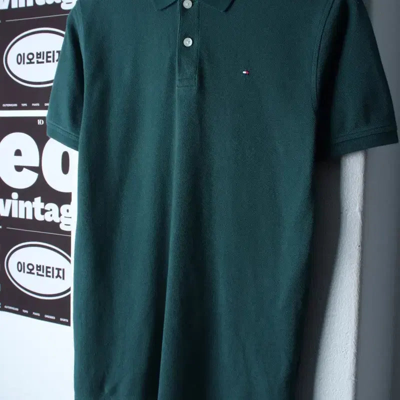 [BUNJANG] Tommy Hilfiger Small Logo Short Sleeve Polo T-Shirt / (S-M) 타미힐피거 반팔 카라 티셔츠 스몰로고 그린 올드스쿨-H36033
