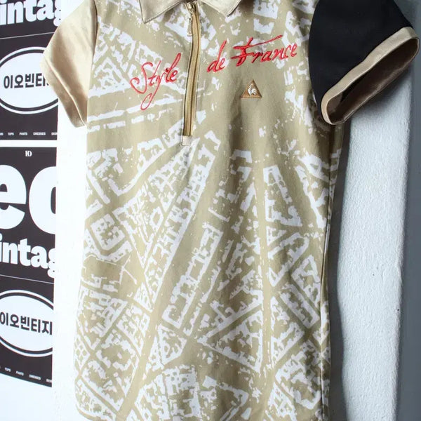 [BUNJANG] Le Coq Sportif Limited Edition Gold Emblem Golf Performance Short Sleeve Polo T-Shirt / W(XS) 르꼬끄 반팔 카라 티셔츠 골프 기능성 금장 한정판-H36034