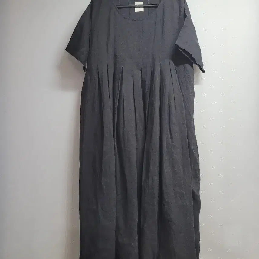 [BUNJANG] Linen Pleated Flare Loose Fit Long Dress / 85)주름 플레어 루즈핏 원피스 (55~77)
