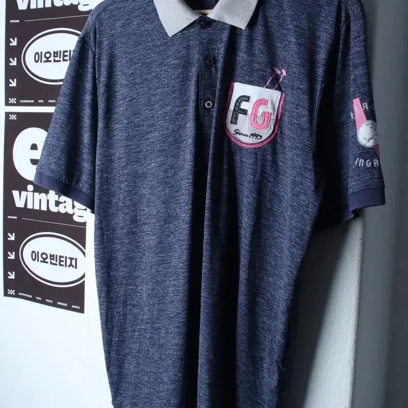 [BUNJANG] Phantom Short Sleeve Collar T-Shirt (L-XL) - Blue, Old School Functional Golf Wear / (L-XL) 팬텀 반팔 카라 티셔츠 골프 기능성 블루 올드스쿨-H36036