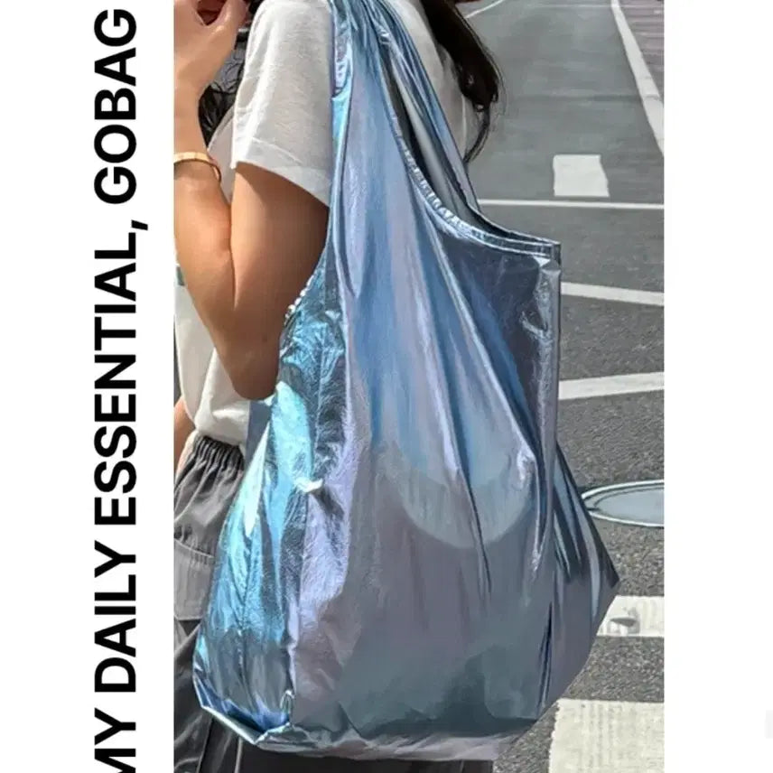 [BUNJANG] GOBAG Metallic Medium Aurora Eco Bag / GOBAG 고백 메탈릭 미디엄 오로라 에코백