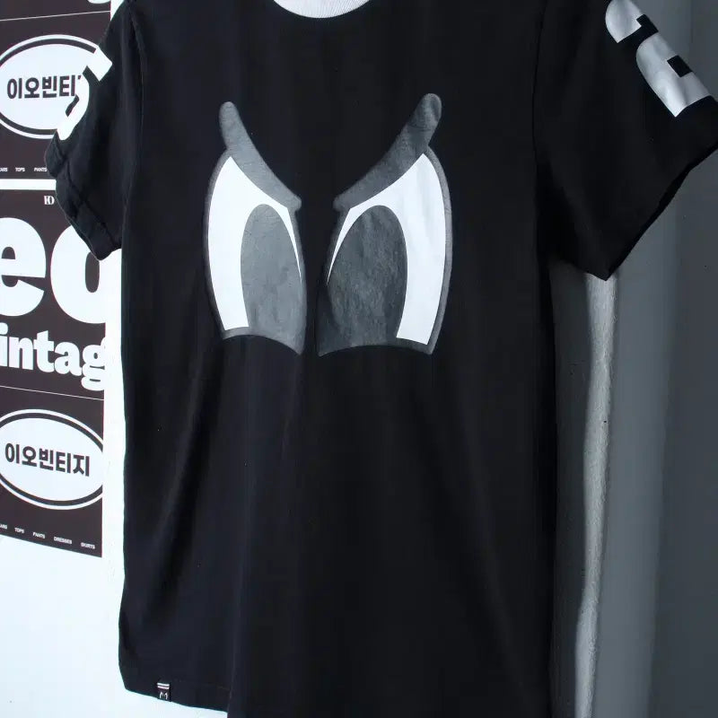 [BUNJANG] Pancoat Big Eyes Rugby T-Shirt Black / (S) 팬콧 반팔 티셔츠 빅아이즈 럭비 블랙 올드스쿨-H36050