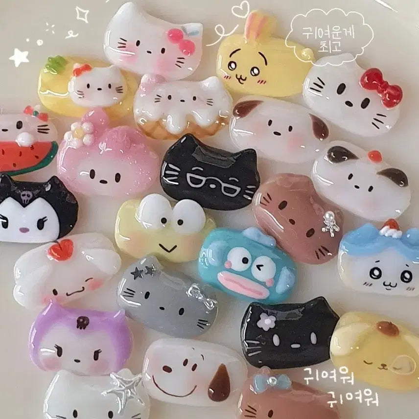 [BUNJANG] Custom Handmade Character Nail Tips Set / 주문제작 캐릭터 수제 네일팁 모음