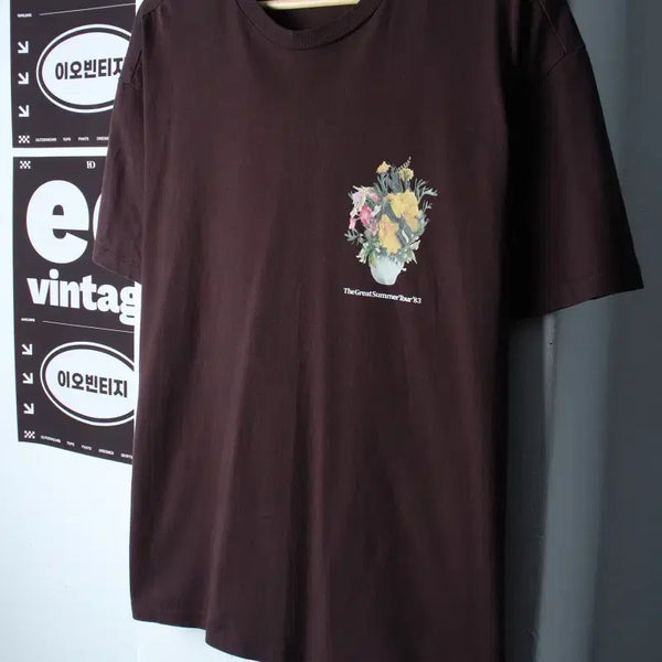[BUNJANG] H&M Flower Print T-Shirt Brown Old School XL / W(XL) 에이치앤엠 반팔 티셔츠 플라워 브라운 올드스쿨-H36054