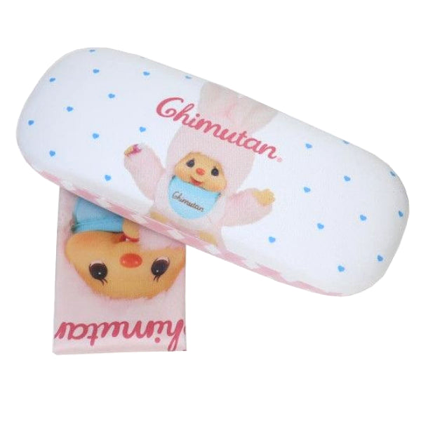 [BUNJANG] Monchhichi Chimuutan Pink Eyeglass Case Set with Cleaner / [당일발송]몬치치 안경케이스 안경통 세트 클리너 닦이 핑크 치무탄 캐릭터 일본 정품