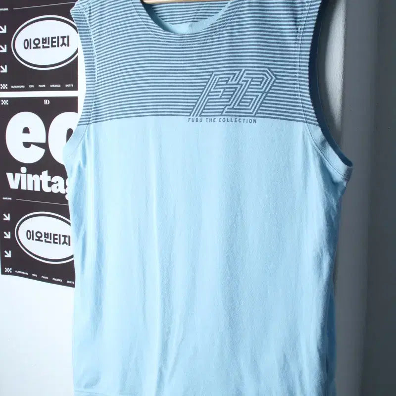 [BUNJANG] Blue Sleeveless T-Shirt (L-XL) / (L-XL) 후부 반팔 티셔츠 00S년대 민소매 나시 블루-H36059