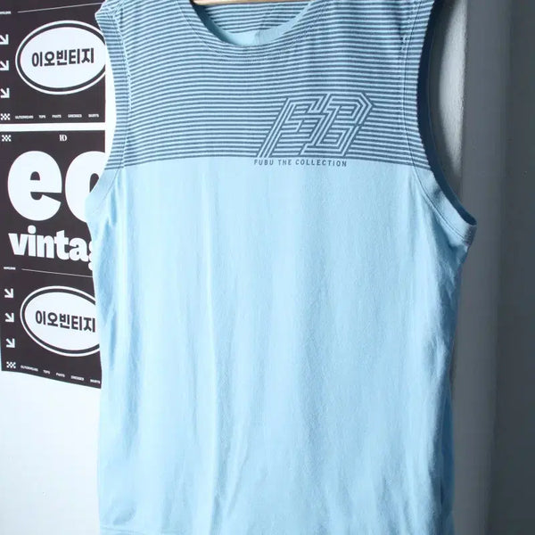 [BUNJANG] Blue Sleeveless T-Shirt (L-XL) / (L-XL) 후부 반팔 티셔츠 00S년대 민소매 나시 블루-H36059
