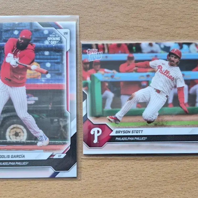 [BUNJANG] MLB Topps NOW 2026 Opening Day Philadelphia Phillies Bryson Stott Rookie Card Lot / MLB 2026 탑스나우 오프닝데이 필라델피아 가르시아, 스탓 카드 2장랏 판매합니다.