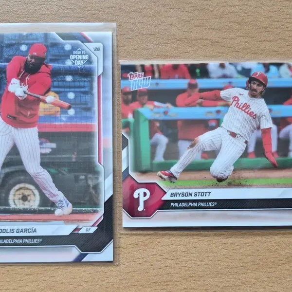 [BUNJANG] MLB Topps NOW 2026 Opening Day Philadelphia Phillies Bryson Stott Rookie Card Lot / MLB 2026 탑스나우 오프닝데이 필라델피아 가르시아, 스탓 카드 2장랏 판매합니다.