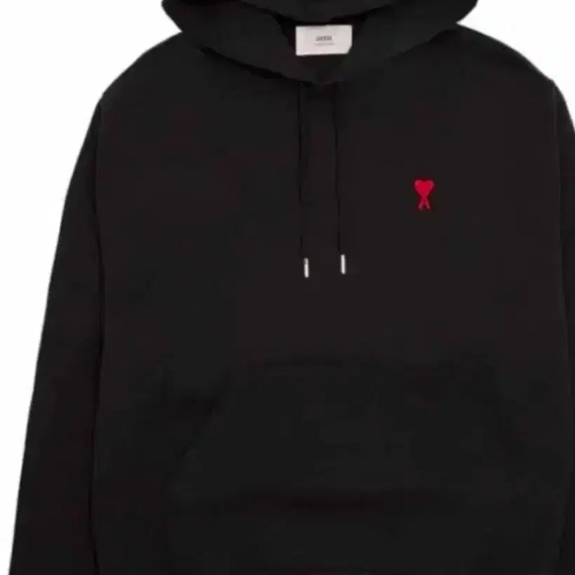 [BUNJANG] AMI Heart Logo Black Hoodie / #아미 하트 로고 블랙 후드티
