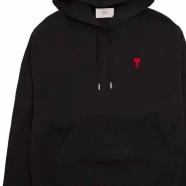 [BUNJANG] AMI Heart Logo Black Hoodie / #아미 하트 로고 블랙 후드티