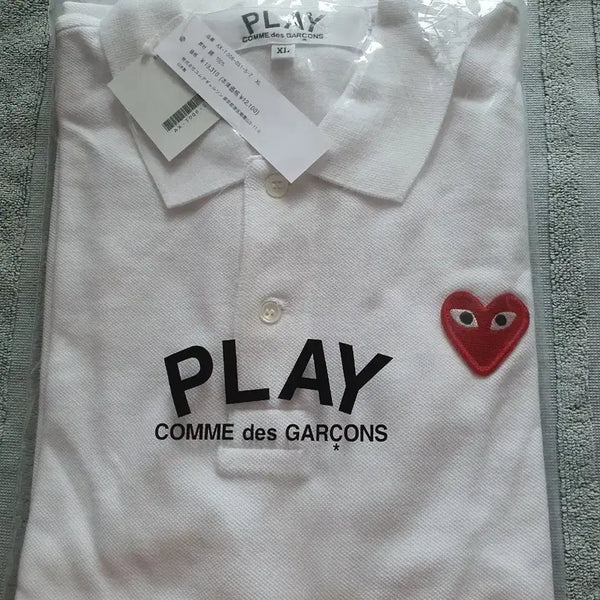 [BUNJANG] Comme des Garçons Play White Heart Logo Short Sleeve Polo Shirt XL / 꼼데가르송 플레이 반팔 카라티 화이트 XL