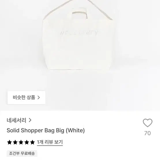 [BUNJANG] Necessary Solid Shopper Bag Big White Canvas Tote / 네세서리 솔리드 쇼퍼백 빅 화이트 에코백