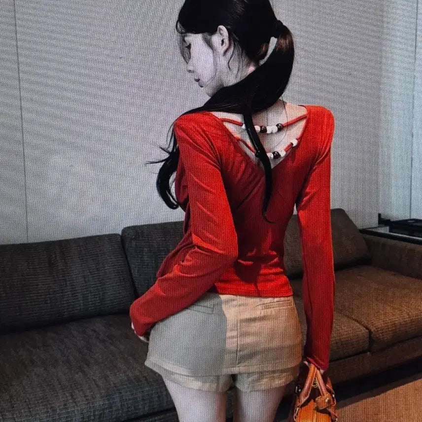 [BUNJANG] Layered Color Block Long Sleeve T-Shirt (2 Colors) / (해외배송)레이어드 배색 긴팔티셔츠 2컬러
