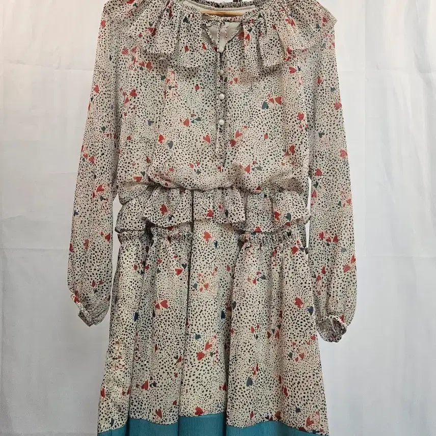 [BUNJANG] it MICHAA Flower Print Frill Chiffon Dress Size 55 / 잇미샤 플라워 프린트 프릴 쉬폰 원피스 55 새상품 택부착