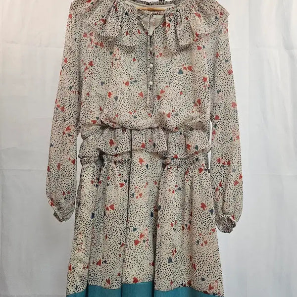 [BUNJANG] it MICHAA Flower Print Frill Chiffon Dress Size 55 / 잇미샤 플라워 프린트 프릴 쉬폰 원피스 55 새상품 택부착