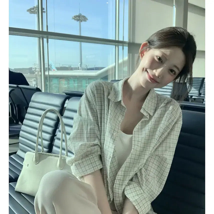 [BUNJANG] Zaenio Jennyo Rain Oversized Check Shirt Ivory / (새상품) zaenio 제니오 레인 오버핏 체크 셔츠 아이보리