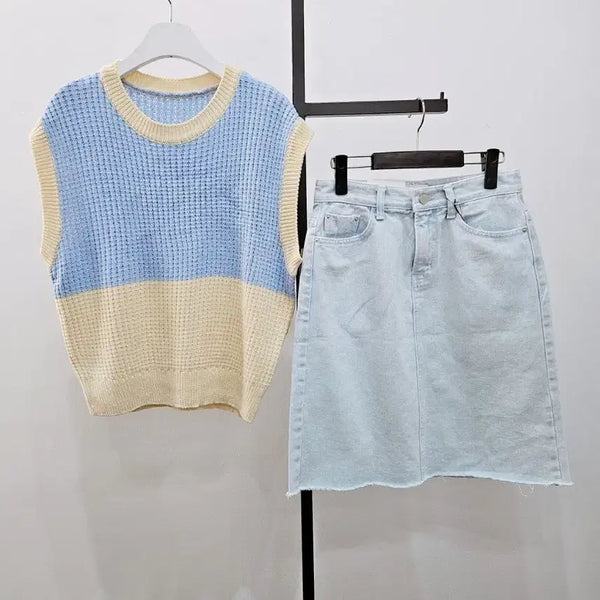 [BUNJANG] Vest and Denim Skirt Set / 새제품 조끼+청치마 세트 (개별구매가능)