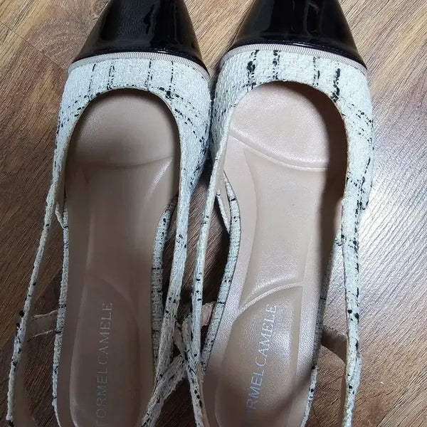 [BUNJANG] Formel Câble Tweed Slingback Ivory / 포멜카멜레 트위드 슬링백 아이보리 230