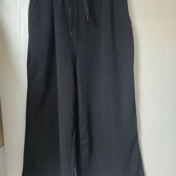 [BUNJANG] Black Wide Leg Pants (New) / 블랙 와이드 팬츠 77 88 (새제품)