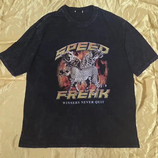 [BUNJANG] Speed Freak Cheetah Printing T-Shirt XL / 스피드 프릭 치타 프린팅티셔츠. XL=105