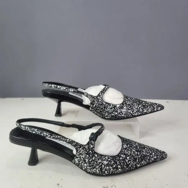 [BUNJANG] Hyojabin Tiji Jimmy Choo 37.5 DD Glitter Slingback / 효자빈티지 37.5 지미추 디디 글리터 슬링백
