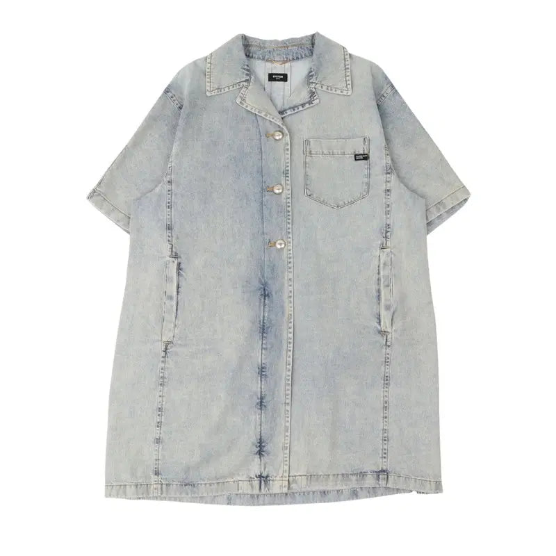 [BUNJANG] SYSTEM 23SS Washed Denim Shirt Dress / 시스템 23SS 워싱 데님 셔츠 원피스
