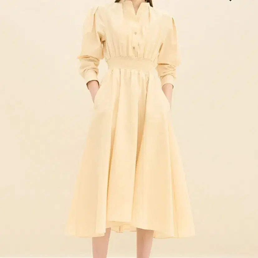 [BUNJANG] TIME Notch Neck Smocking Banding Dress / 23)타임 노치넥 스모킹 밴딩 원피스